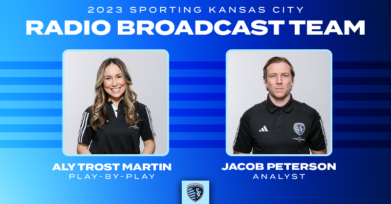 SportingKC's tweet photo. .@AlyTrostMartin is our new play-by-play voice along with analyst @JacobPeterson37 for the 2023 MLS season!