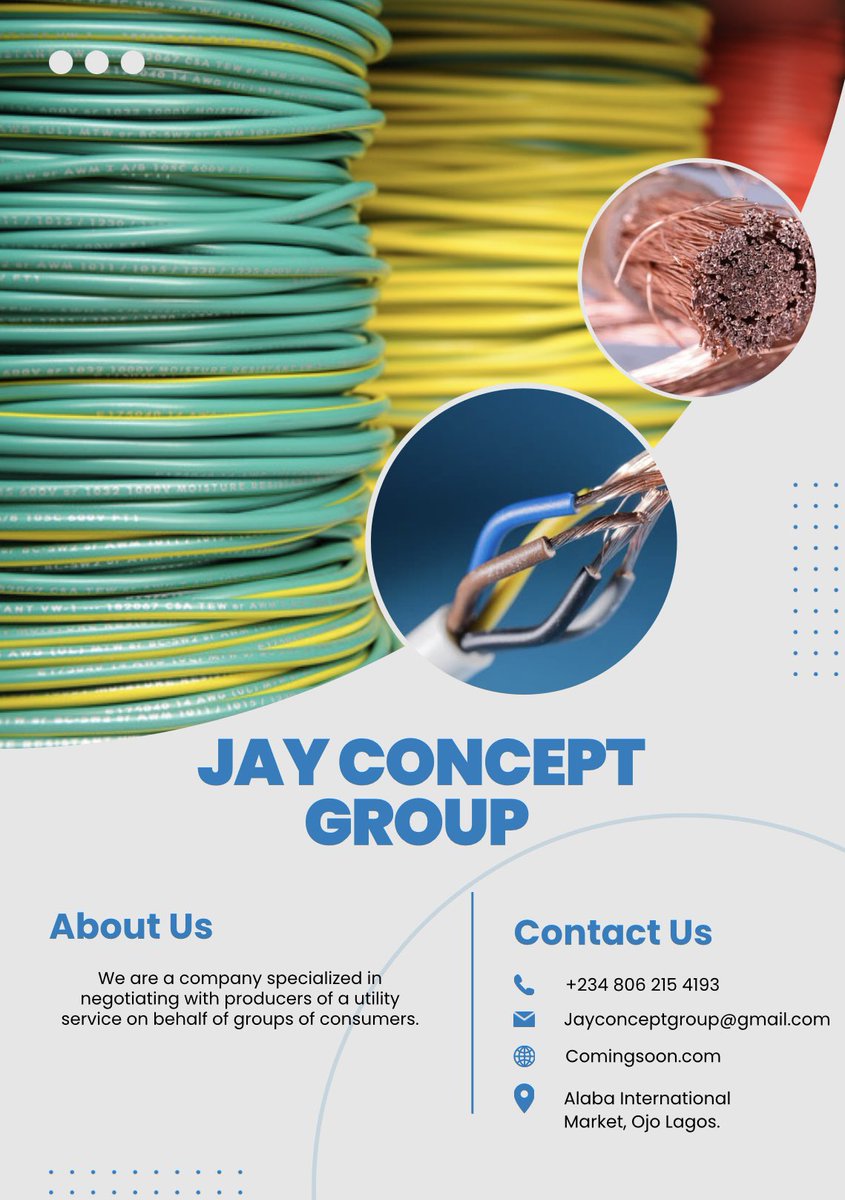 AMBIENT__GLOBAL's tweet photo. SHOP RELIABLE WIRE & CABLE FROM US.
OUR PRODUCTS ARE GUARANTEED✔️
FUTURES
100% PURE COPPER CABLE✔️
100% IEC STANDARD✔️
STANDARD PVC INSULATED NON SHEATHED✔️
FIRE RESISTANCE✔️
JAY CONCEPT WIRE & CABLE
#thejayconceptgroup #coleman #colemancablesandwires #engineers #engineer https://t.co/15dFp7a6tr