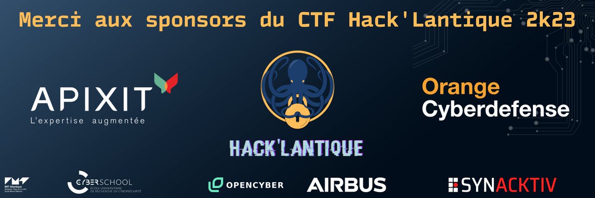 hacklantique's tweet photo. Merci à nos sponsors de nous aider pour cette édition 2023 ! 🐙 

https://t.co/0WL7Imzpnl
https://t.co/1sfdP3RJER
https://t.co/wEQh3EuffF
https://t.co/O7wsV163zA
https://t.co/KUWvl6V0Ia
https://t.co/iWutitZOI4

@IMTAtlantique 

#CTF #Capturetheflag #hacking https://t.co/n2OU9O1Gru