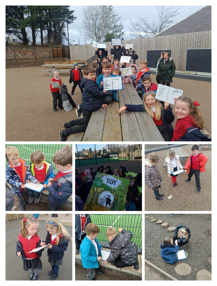AyrGrammar's tweet photo. With the weather getting brighter P2 have been making the most of it. Our playground is the perfect setting for literacy, science and health and wellbeing lessons. #outdoorlearning #literacy #stem https://t.co/1oJeSkrTvk