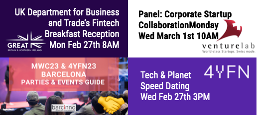 adrianafreitas's tweet photo. Where to find me @MWCHub or @4YFN_MWC
Feb 27 @UKTradeBusiness #fintech
👉 INFO: https://t.co/HKDpC9HBU4
March 1 @venturelab_ch #CorporateInnovation
👉https://t.co/dWcmyb5KzY
March 1 @4yfn #Techandplanet #1to1
Or in one of these @Barcinno List
👉https://t.co/Jqas556BPZ https://t.co/asdXRWOIl1