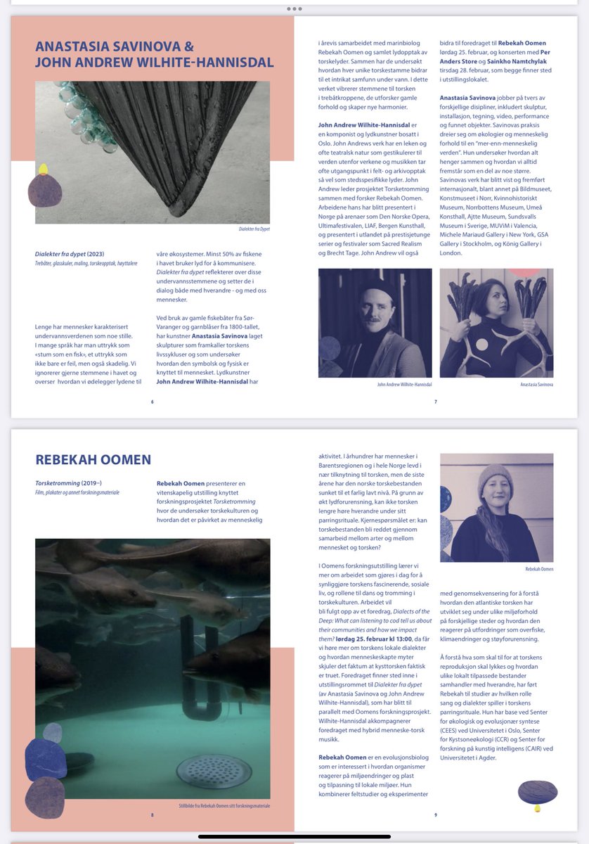 The <a href="/TORSKETROMMING/">TORSKETROMMING</a> team is ecstatic to be back in Kirkenes for the premiere of our new scientific-artistic work Dialects of the Deep (Dialekter fra dypet) at #BarentsSpektakel 24.02-01.03!

sound sculpture, workshops, lecture, concert! details👇

Info: barentsspektakel.no/en/ 1/