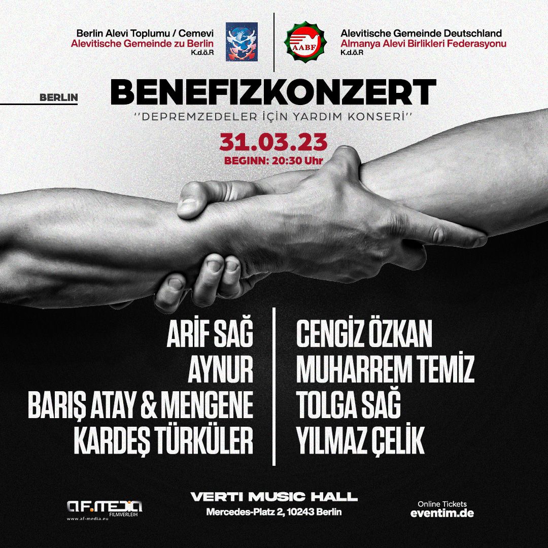 Kardeş Türküler, geliri depremzedelerle paylaşılacak olan konserle, 31 Mart'ta Berlin'de, Verti Music Hall’de.. 
Dayanışma yaşatır!..

<a href="/afmedia/">AdFusionMedia.com</a> 
@VertiMusicHall