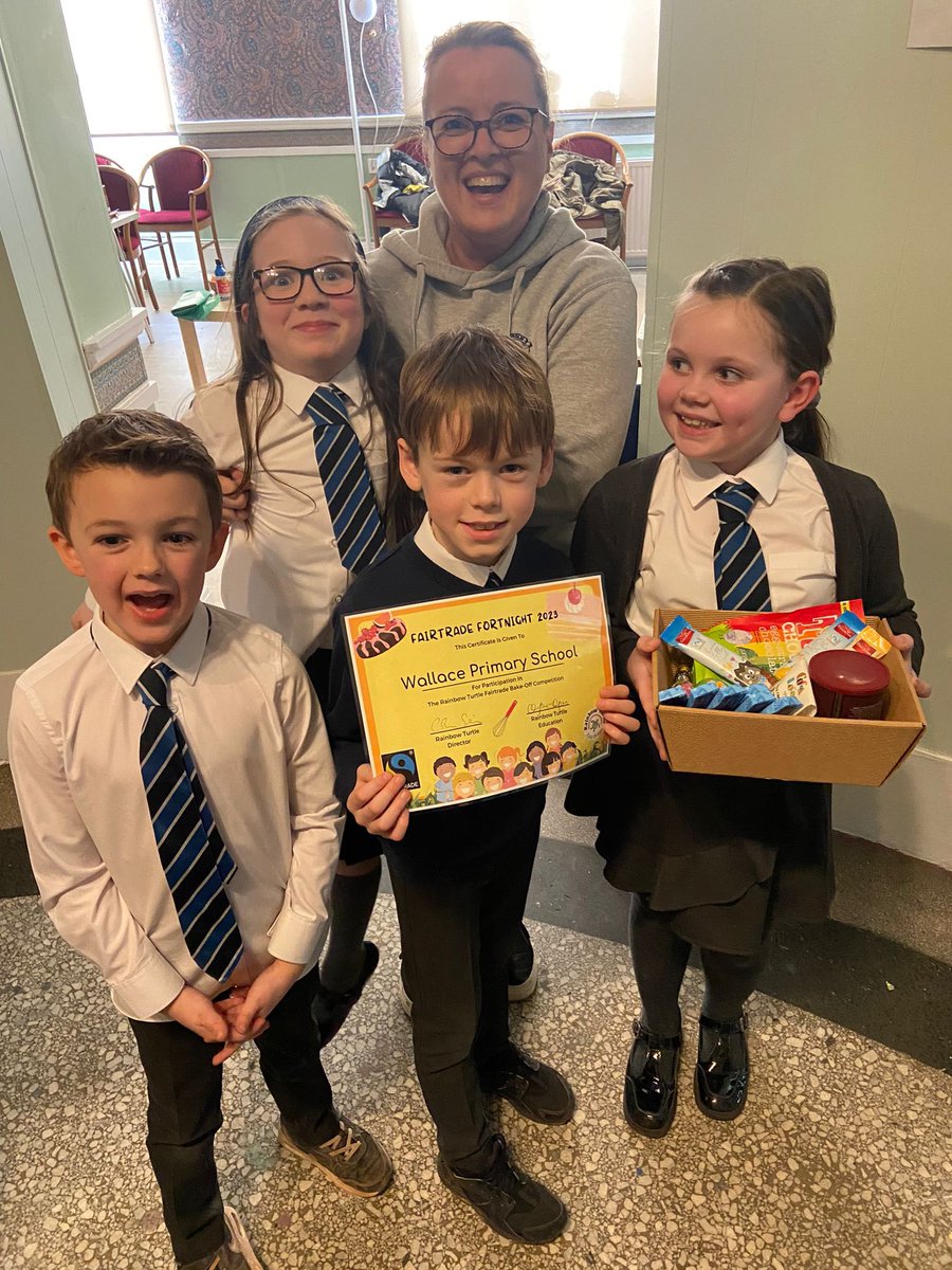 WallacePrimary's tweet image. Thank you to @rainbowturtleUK for welcoming our P3 children to the Fairtrade Baking Competition. The children had great fun and learned lots whilst celebrating Fairtrade fortnight. #learningtogether #respect @FairtradeUKEd