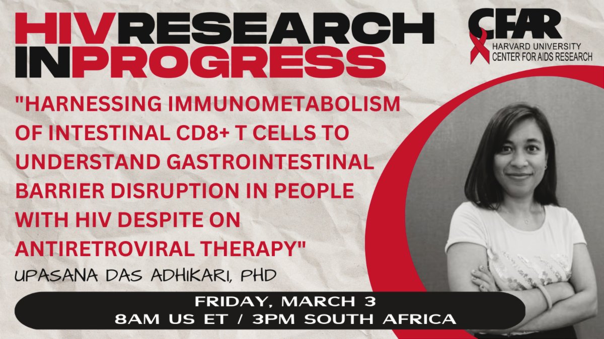 Postdoc fellow @UpasanaDA (Mucosal Immunology specializing in organoids modelling of human host microbiota interface) @kwonlab @ragoninstitute presents her #HIV Research. @MGH_RI @AHRI_News @bwh_id @MITBiology @alisoneringel. Join virtually or in person @ conta.cc/3ZhDUuT