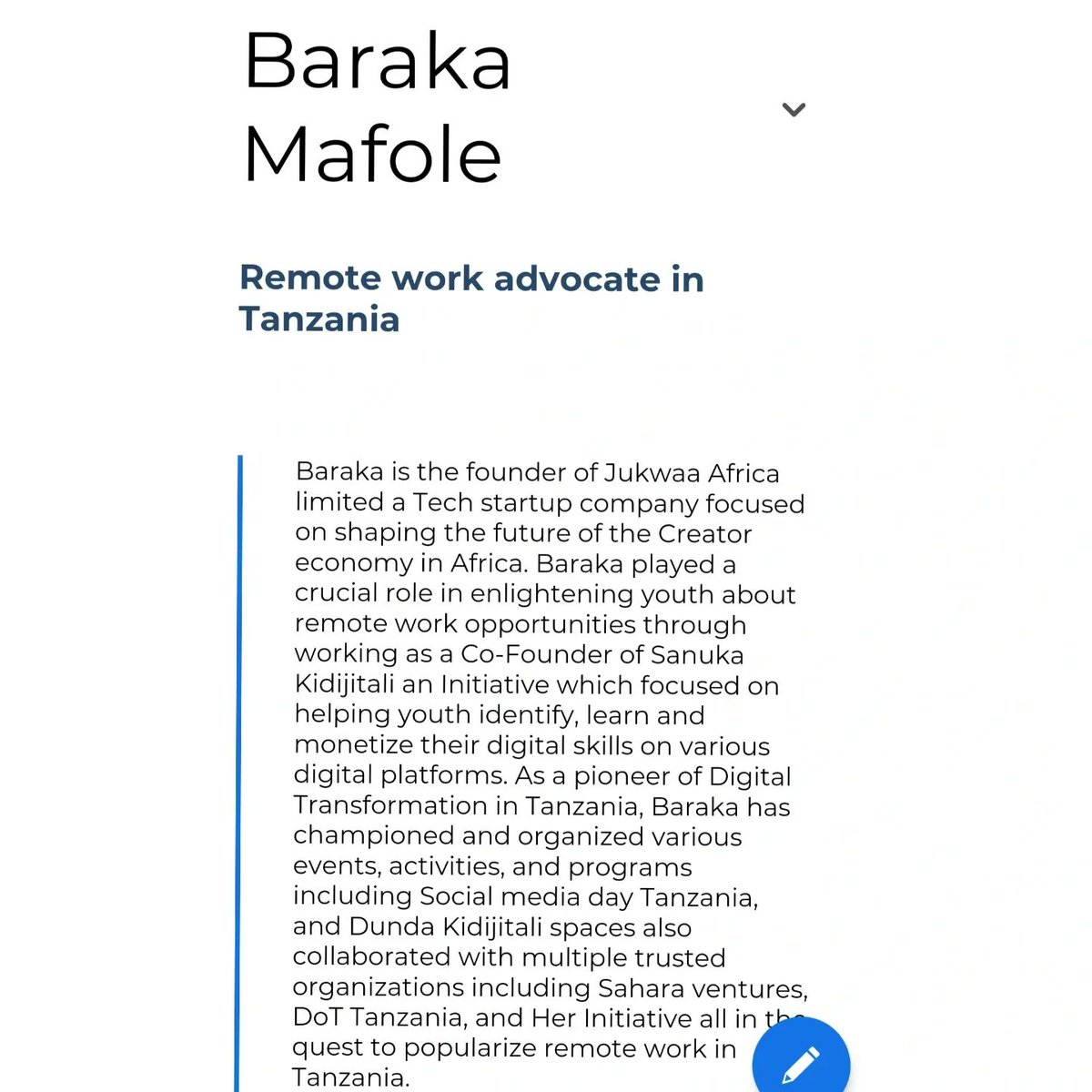 From Tanzania to the 🌏. Taasisi ya CIPE yenye makao yake makuu Washington,USA wameachia ripoti kuhusu Remote working.

Nimekuwa featured kwenye ripoti hii muhimu . Unaweza isoma ripoti hapa 
cipe.org/wp-content/upl…