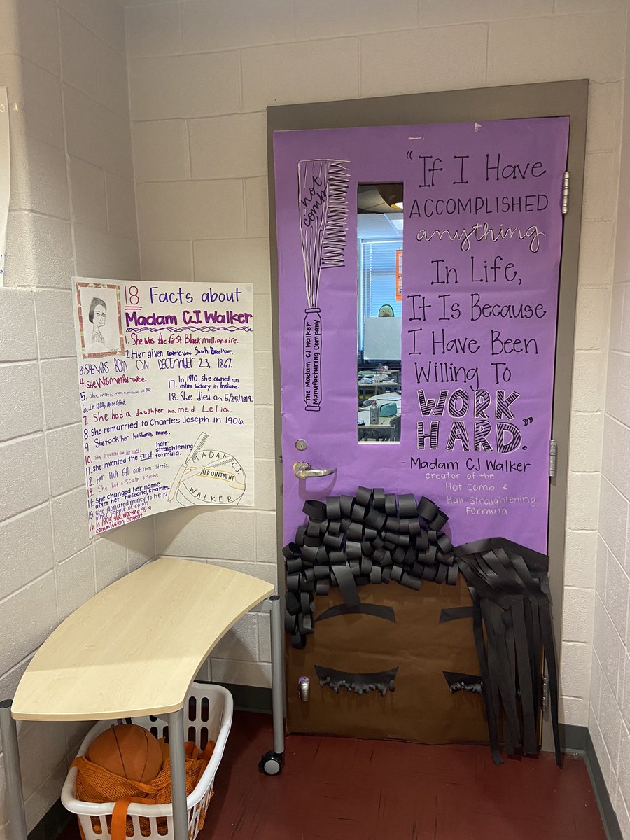 Mrs_EsLim's tweet photo. I helped organize a #blackhistorymonth gallery walk for @Relay_BCPS and it was wonderful! I’m proud of our school’s creativity, flexibility, and efforts! 

As Madam CJ Walker put it, “Don’t sit down and wait for the opportunities to come. Get up and make them.” https://t.co/I1vSnGtl8g