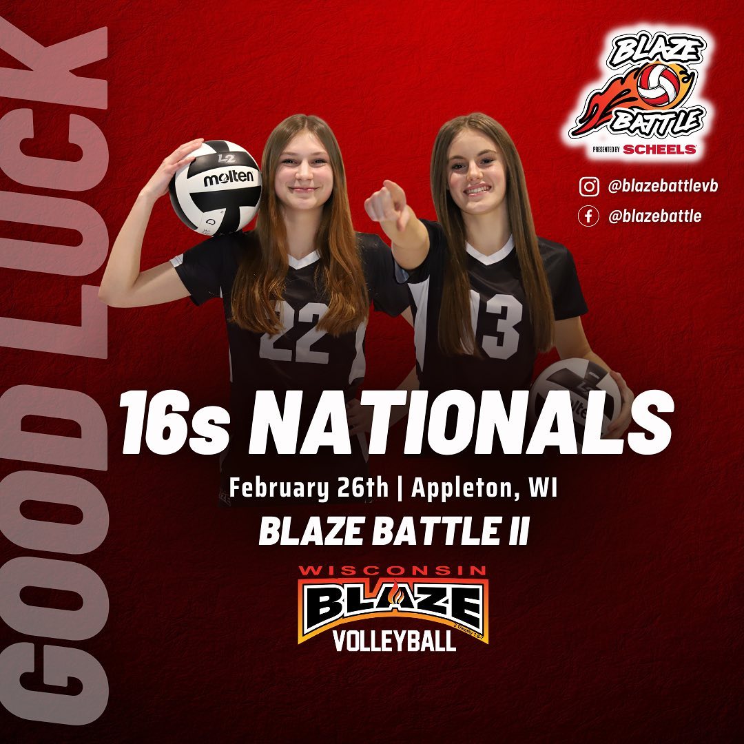Our 15s are ready to compete this weekend! Good luck at our @wiblazevb Blaze Battle 2023 at the @ChampionCtr!

#BeTheFlame🔥 #BlazeVolleyball🏐 #BlazeBattle2023🏐