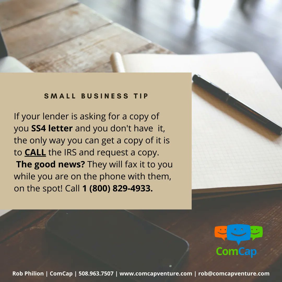 CommCap1's tweet image. #ss4 #loandocs #EIN #comcap #smallbusinesstip