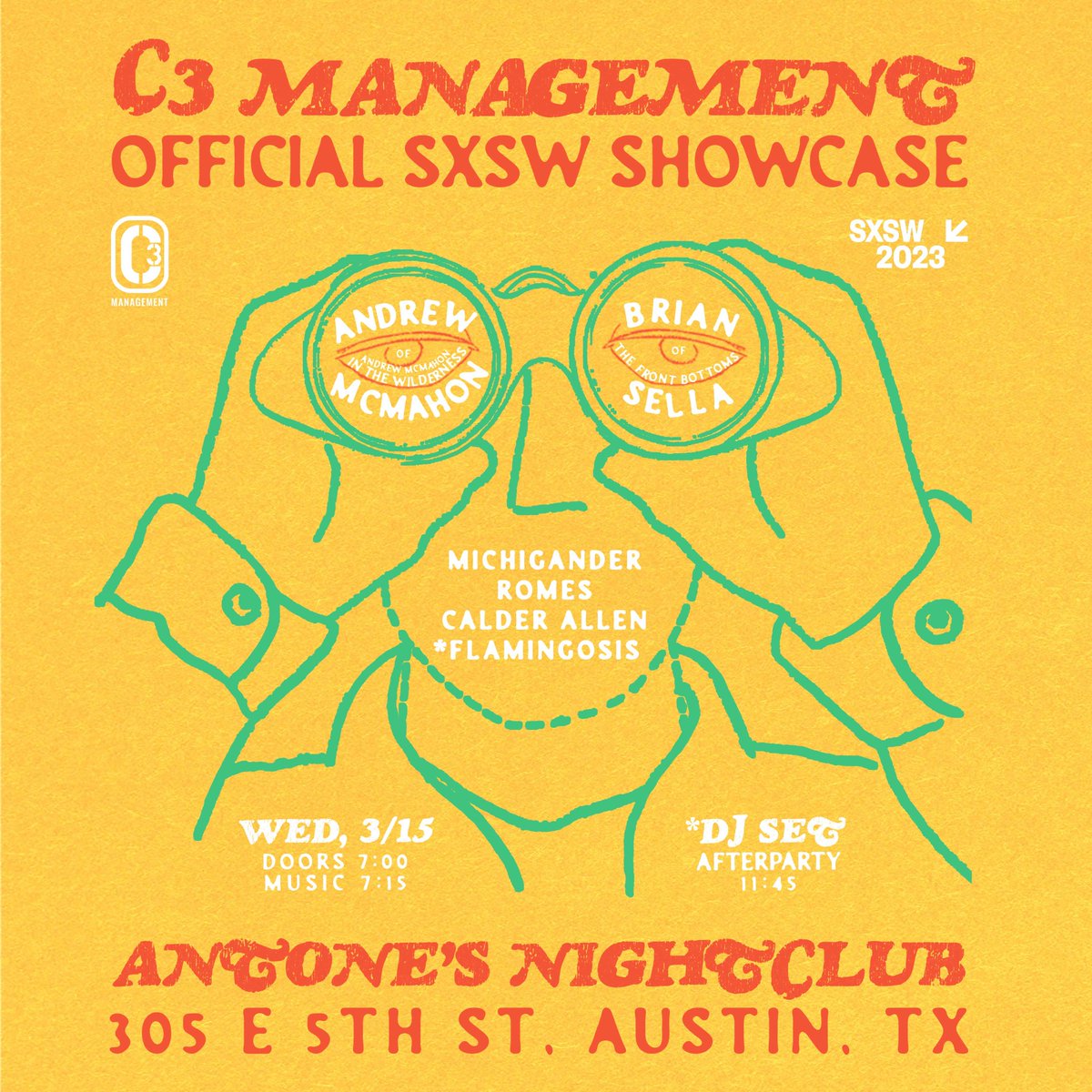C3 Management’s Official SXSW Showcase! C3 welcomes you to Antone’s Nightclub on March 15th at 7pm for a night of great music and great fun! Free Admission! RSVP thru link in bio
