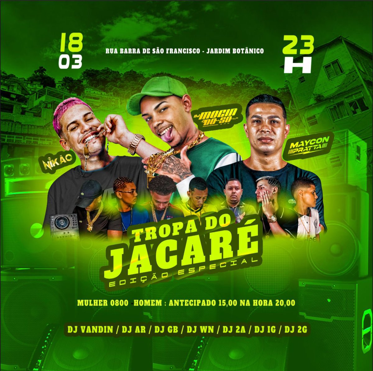 Vamos realizar mais um mega Rock, e o melhor com os DJS MAIS  BRABOS DO ES | DJ *MOCIN* DO SD É DJ *NIKAO*🐊

 vários outros djs como ⬇️
•DJ MAYCON PRATTA 
•DJ AR De CARIACICA 
•DJ VANDIN 
•DJ GB DE CARIACICA
•DJ JOTTAC 
•DJ WN DE CARIACICA   
•Dj IG 
•Dj 2A DE CARIACICA