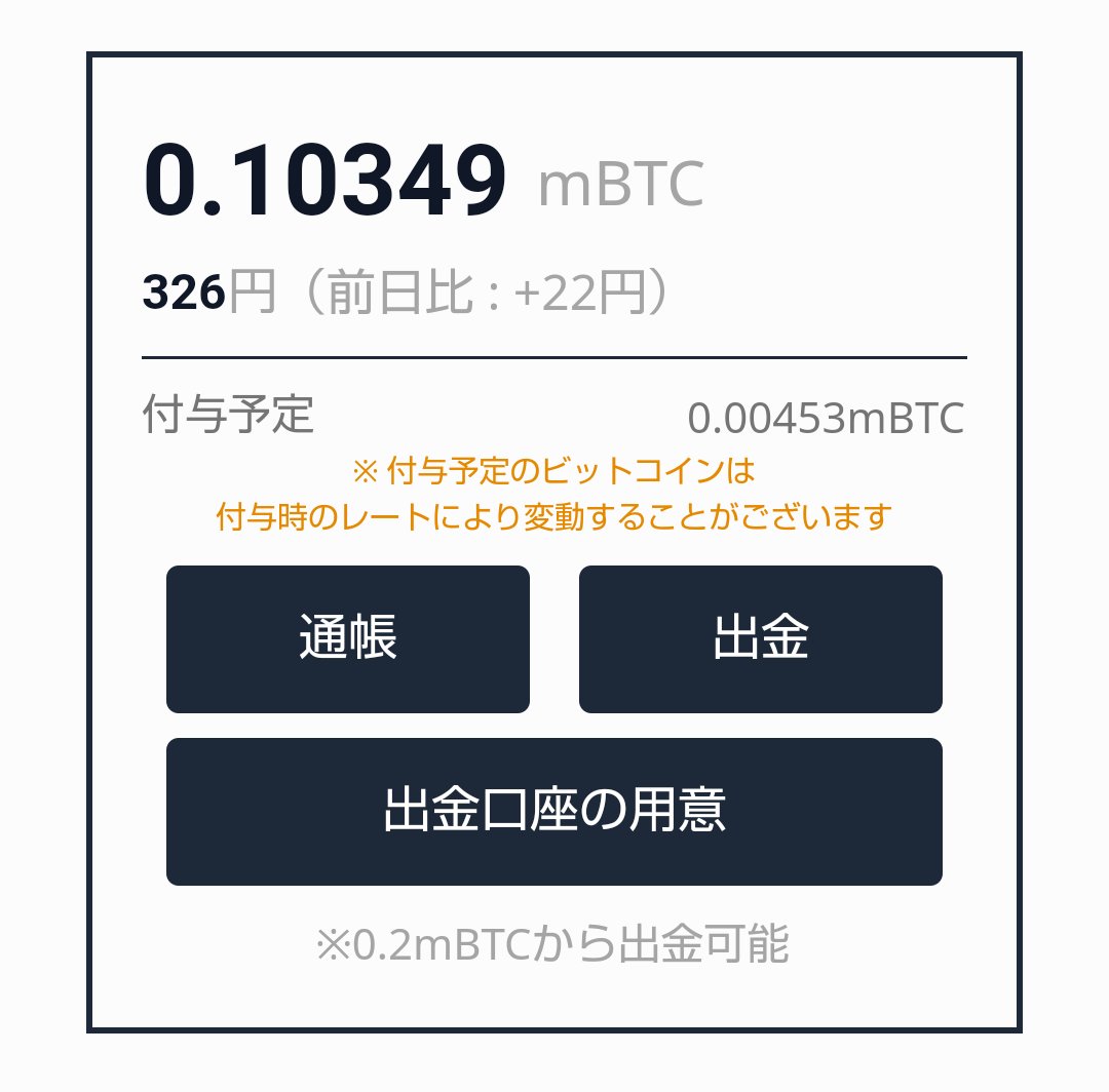 suzukou777's tweet image. 2/7より始めた #bitwalk 換金可能額の半分に到達。となると1月500円位の利益予定✨
リスキーな #Bitcoin  をノーリスクでget作戦😋
bitwalkは日本の業者で広告で稼ぎフリメ登録だけなので、安心です👍
換金額に到達後どこでも良いのでウォレット移動で完了🥰
↓招待コードです
bitwalk.page.link/eZzr
