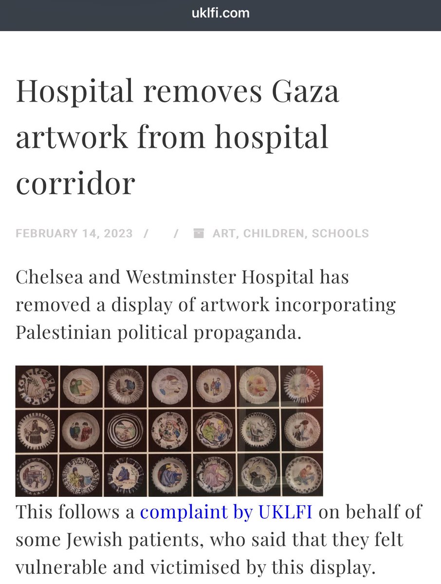 Update - the apartheid apologists at UK lawyers for Israel edited the text in their ludicrous article, removing “delighted” and “designed by children from Gaza”, so they can appear less unhinged. 

A case study in the re-writing of history.

Original &amp; updated.