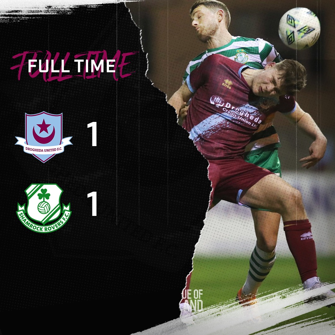 FT: Drogheda United 1-1 Shamrock Rovers

Ryan Brennan's late equaliser earns Drogs a point.

🟣🔵 #WeAreDrogs | #OurTownOurClub