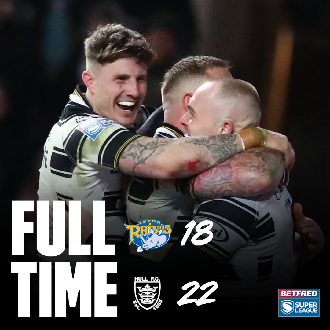 ⏱️ 𝗙𝗨𝗟𝗟-𝗧𝗜𝗠𝗘: Leeds Rhinos 18-22 Hull FC

The Black &amp; Whites grind out a Headingley victory! 🥳🎉

⚫️⚪️ #COYH