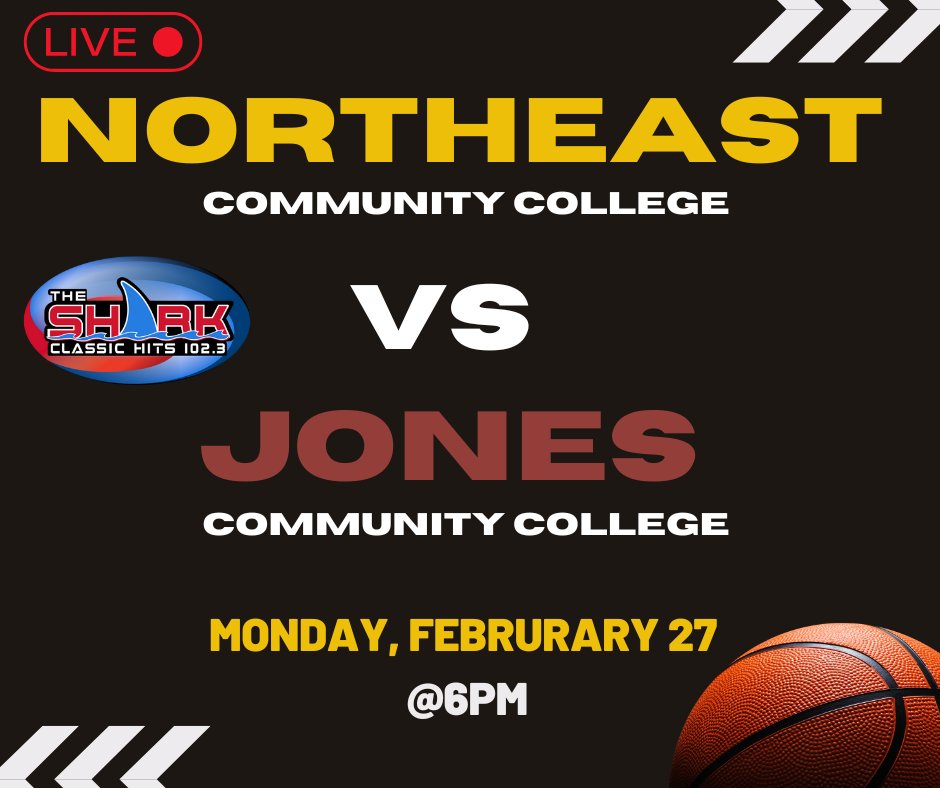 Northeast Men VS Jones Men's Community College at 6PM. Tune in to hear LIVE plays of this playoff game!!