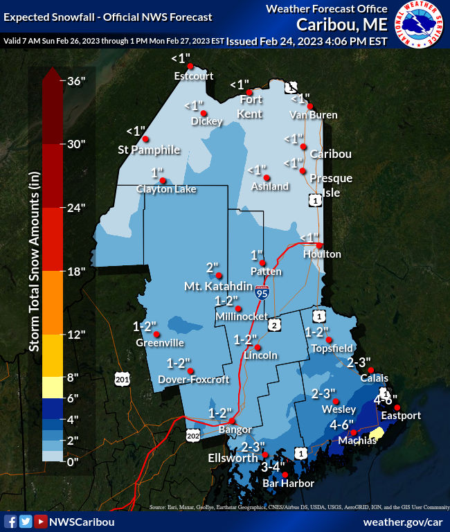 NWS Caribou on Twitter "Forecast snowfall from 7 AM Sunday until 1 PM