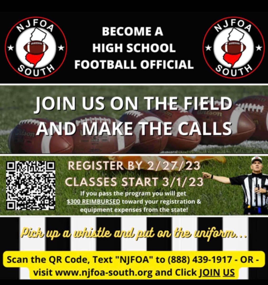 Make that ALL THREE! 
Last chance to register and join us on the field for #FridayNightLights!
<a href="/NJFOA_North/">NJFOA-North</a> <a href="/njfoa/">NJFOA-Shore</a> <a href="/NJFOA_CENTRAL/">NJFOA Central</a> 
#njfootball #njhsfootball #footballofficial #SouthJersey 

njfoa-south.org/copy-of-intere…