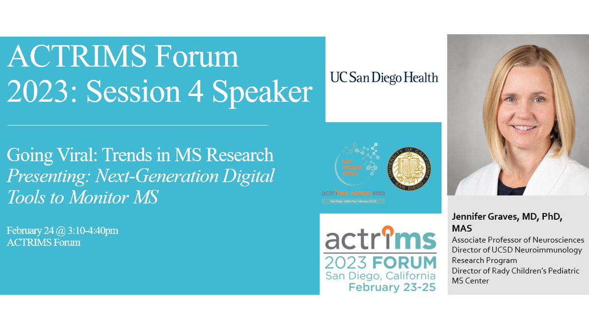 As the #ACTRIMSForum continues, don’t forget to check out Dr. Graves’ upcoming talk @ 3:10pm on next generation digital tools to monitor MS! #Neurology #clinic #clinical #WomenInSTEM #neuroscience #medicaldevices