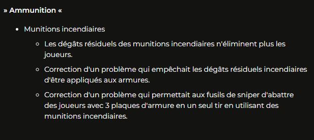 DexertoIntelFR's tweet photo. 🚨 Les munitions incendiaires ont bel et bien été nerf donc 👇🤡

"Correction d'un problème qui permettait aux fusils de sniper d'abattre des joueurs avec 3 plaques en 1 seul tir" https://t.co/NKvlMTLD0Q