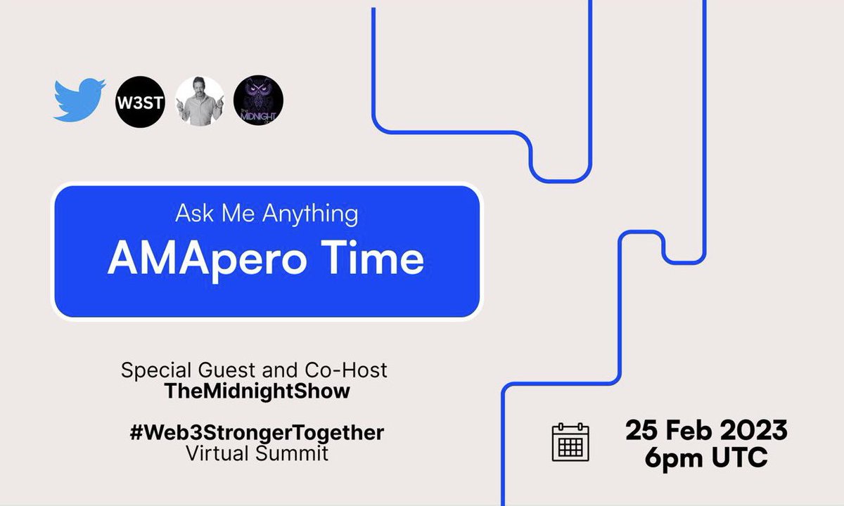 Web3ST's tweet photo. Special ๐พAMApero๐ฅ Edition ๐ with @PerelloLaurent and @itsmidnightshow
February, 25 | 6pm UTC ๐ into the space ๐ https://t.co/rLhBvM5msO
Donโt miss๐ฅ the last AMA before #Web3StrongerTogether #1stVirtualSummit https://t.co/xffFrqAkf9