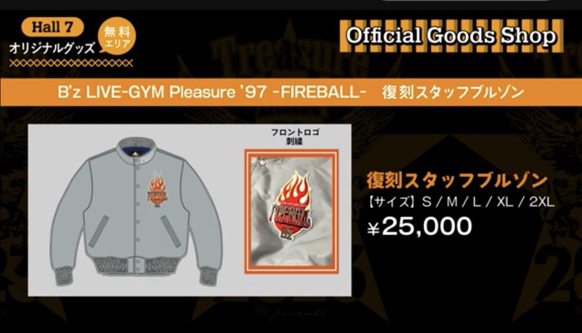 単品販売/受注生産 B'z LIVE-GYM Pleasure'97 FIREBALL 復刻ブルゾン