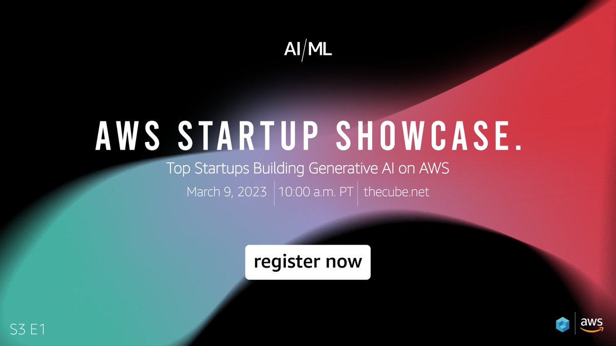 Generative #AI models have captured popular imagination. 💡

Join AWS &amp; <a href="/theCUBE/">theCUBE</a> for our first <a href="/AWSstartups/">AWS Startups</a> Showcase on March 9 to hear from top #AWSPartners about industry trends &amp; best practices bringing Foundational Models to production on AWS. 🤖

💻➡️ go.aws/3lYHbAZ