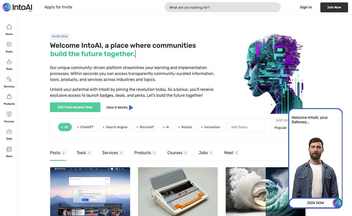 Welcome IntoAI, a place where communities build the future together! 

Join us now for free and enjoy an unseen experience!
intoai.io