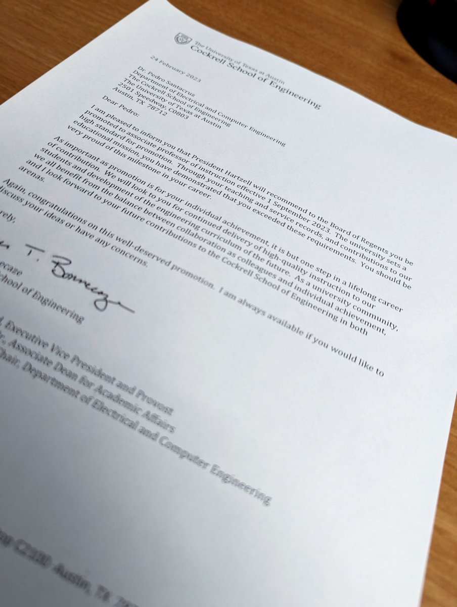 pesanta's tweet image. Very happy to announce my promotion to Associate Professor of Instruction. Thanks to everyone who helped me alone the way. I&apos;m very excited for this new stage and feel motivated to keep contributing to the @utexasece, @CockrellSchool, and @UTAustin in the best way I can.