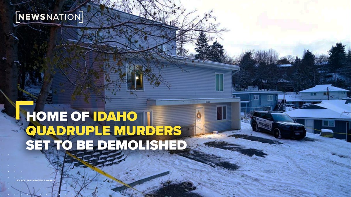 NewsNation's tweet photo. The home at 1122 King Road in Moscow, Idaho, will be demolished.

The site holds a dark memory of the four University of Idaho students who were killed in November 2022. The lot will be used as a memorial and garden in remembrance of the students.

More: https://t.co/dLyLIUfFgF https://t.co/azeReKe9uy