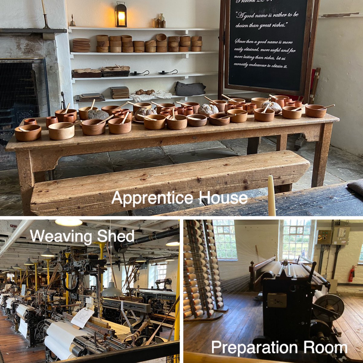 GillBracey's tweet photo. Day @nationaltrust #QuarryBankMill. #ApprenticeHouse tour, Lucy - knowledgeable, engaging, enthusiastic. Mill full of interesting things to see &amp; read, enhanced by brill demonstrators &amp; another visitor who’d spent her working life in the mills. Delish supper thank you @barskyreid https://t.co/y1VdOwCNTy