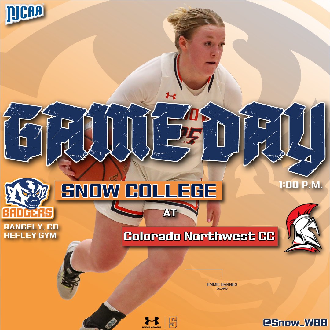 Snow_WBB's tweet photo. 🏀GAMEDAY🏀
🆚: @CNCC_Athletics 
 Game Day Central: https://t.co/70oGh79Ld0
📍: Rangely, CO/ Hefley Gym
⏰: 1:00 p.m.
📺: https://t.co/wRB4W4cssy
📻: https://t.co/SjkGAGweMl
📊: https://t.co/2iZfU2LT8Z

#SnowCollegeBadgers #SWAChoops #SWACwbb #GRIT https://t.co/gpO4DcsToD