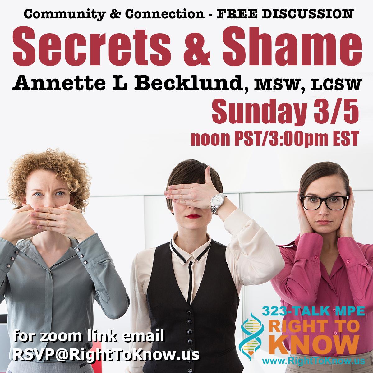 righttoknowus's tweet photo. Why didn’t they tell me? Where there are secrets, there is shame. You are innocent; disavow the shame. 

Annette L. Becklund leads us on Sunday 3/5 at noon PST / 3pm EST

Email RSVP@RightToKnow.us for zoom link
#NPE #secretsfester @adoptee @LDA #DCP #nonpaternalevent #righttoknow https://t.co/VeqQlke2wX
