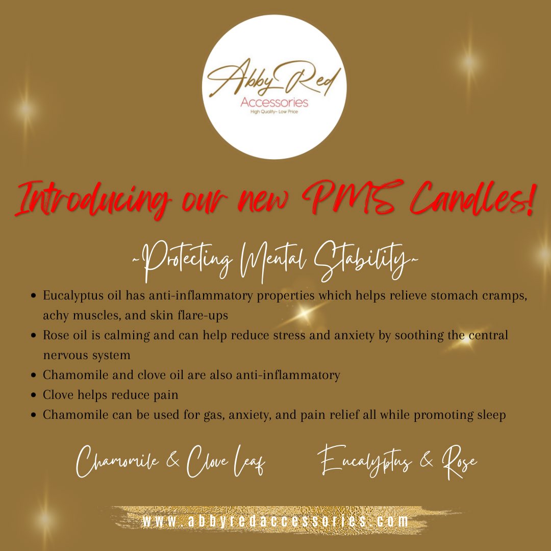 New PMS (Protecting Mental Stability) Candles:

#abbyredaccessories #candle #candles #candlemaking #candlelover #pms #pmsproblems #fragrance #candleaddict #fyp #fypシ #blackhistorymonth #blackownedbusiness