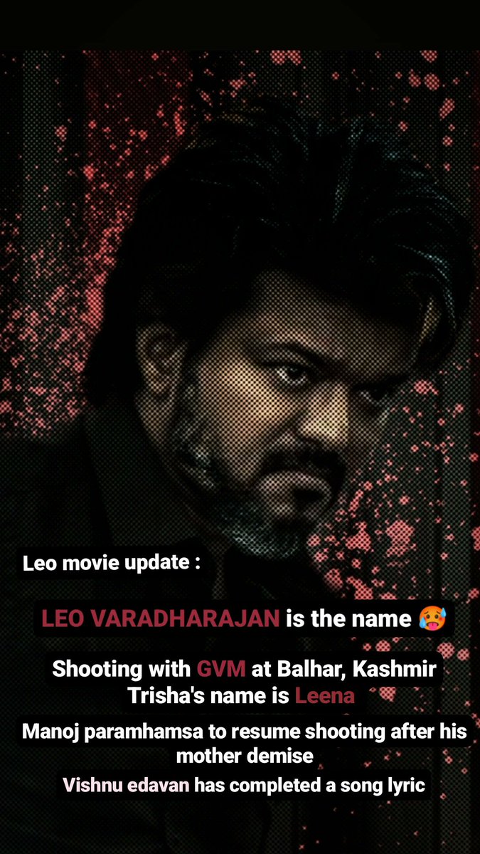 FFuntasy's tweet photo. Excited 💥💥 
#LeoFilm #leo #LokeshKanagaraj #thalapathyvijay #thalapathy67 #lcu #GauthamVasudevMenon https://t.co/XYZg42eIEd