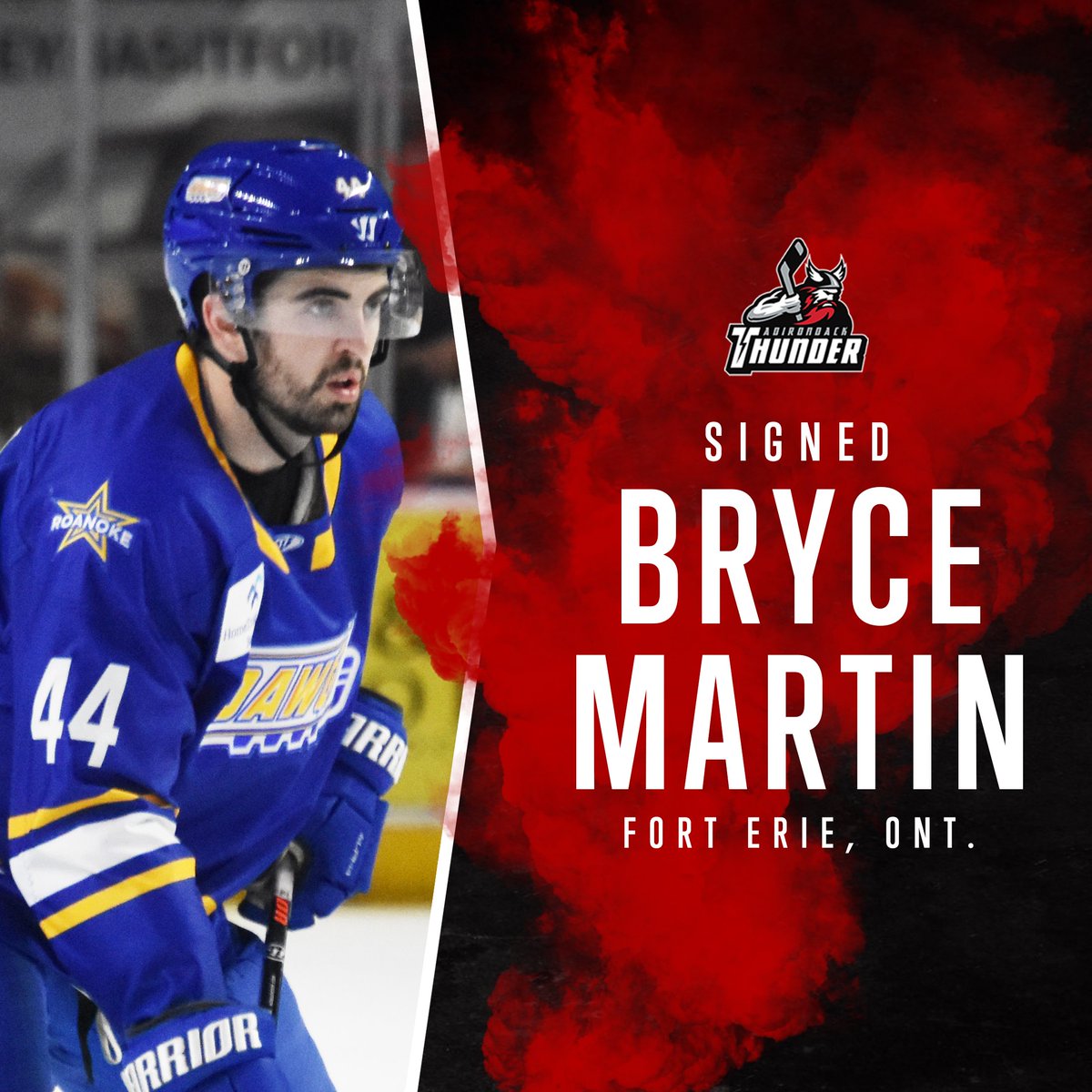 ECHLThunder's tweet photo. Roster: We have signed defenseman Bryce Martin!

Welcome to the Thunder, @BryceMartin_5! https://t.co/Ol3jDUWZUz