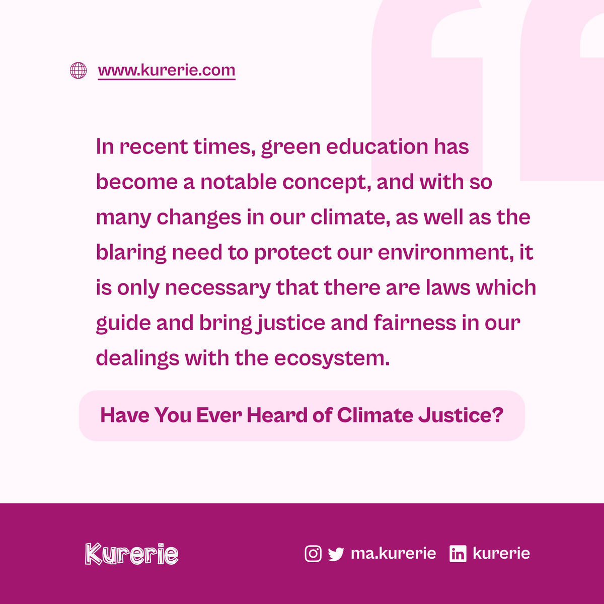 Climate Change is neither created nor felt in equity.

In our newest article, @the_writegirl_ speaks about the concept of Climate Justice and the need to protect our environment, and ensure justice and fairness in our dealings with the ecosystem.