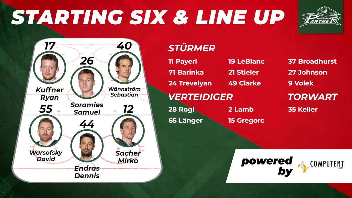 aevpanther's tweet photo. #AEVvsSTR
Verletzt fehlen Wade #Bergman, Henry #Haase und Matt #Puempel, Vinny #Saponari ist überzählig. Im Tor startet Dennis #Endras.
#NurDerAEV https://t.co/TGOoCpqrkp