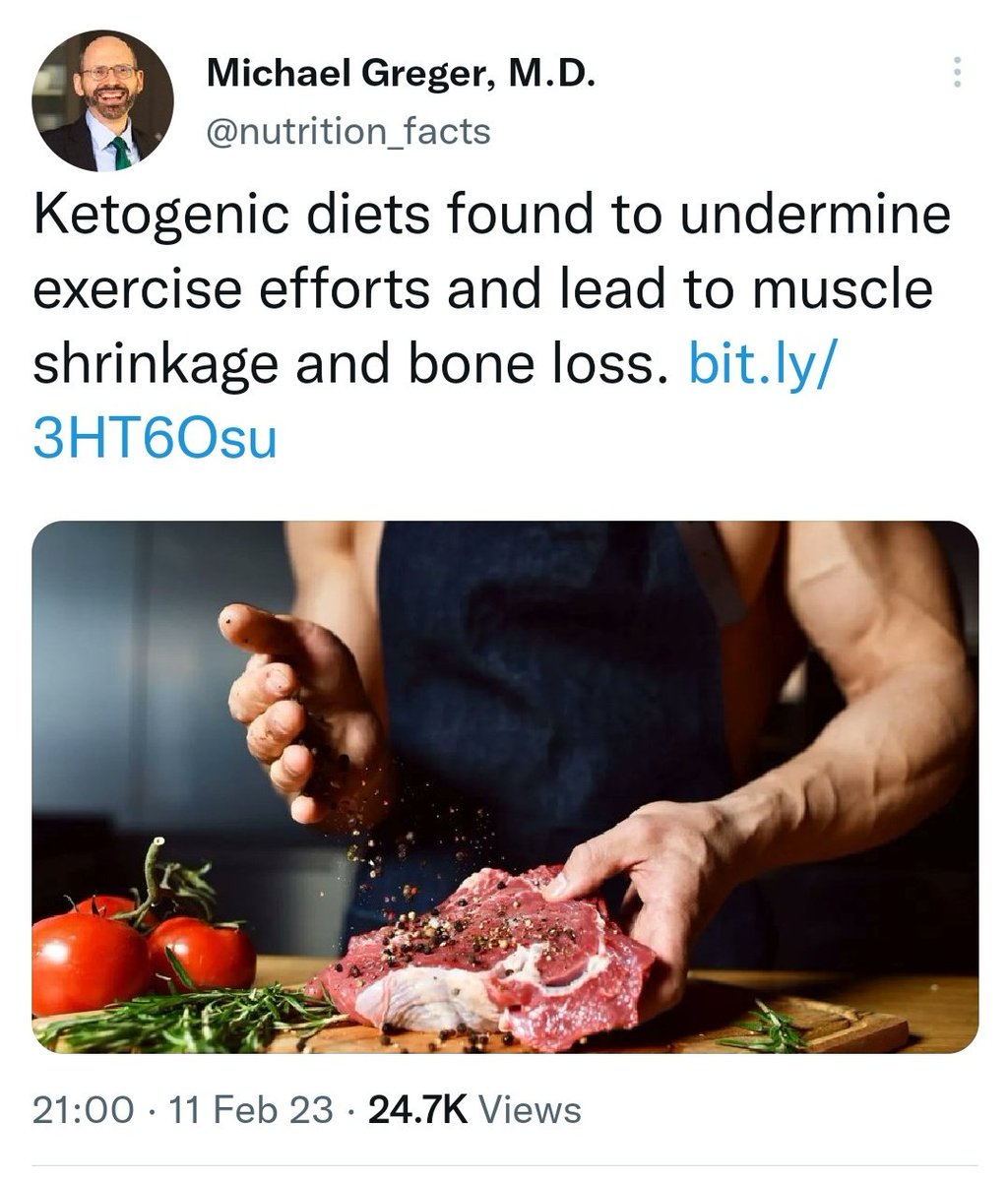 DrEliDavid's tweet image. This expert tells you that eating meat leads to muscle shrinkage, and recommends that you only eat plants. Trust the experts 🤡
