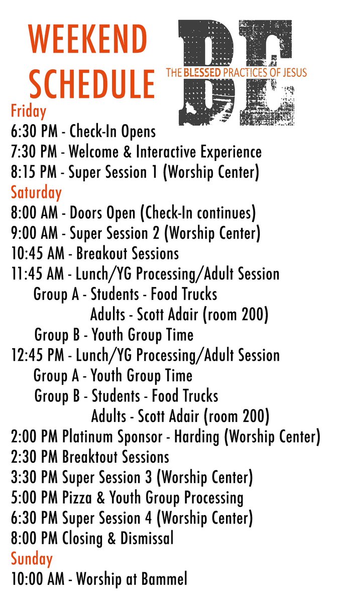 SoulLinkHouston's tweet photo. Group leaders! To help you prepare for this weekend, here is our scheduled you can refer back to.  We can’t wait to see everybody tonight! #soullink23 https://t.co/DrKz971Xe6