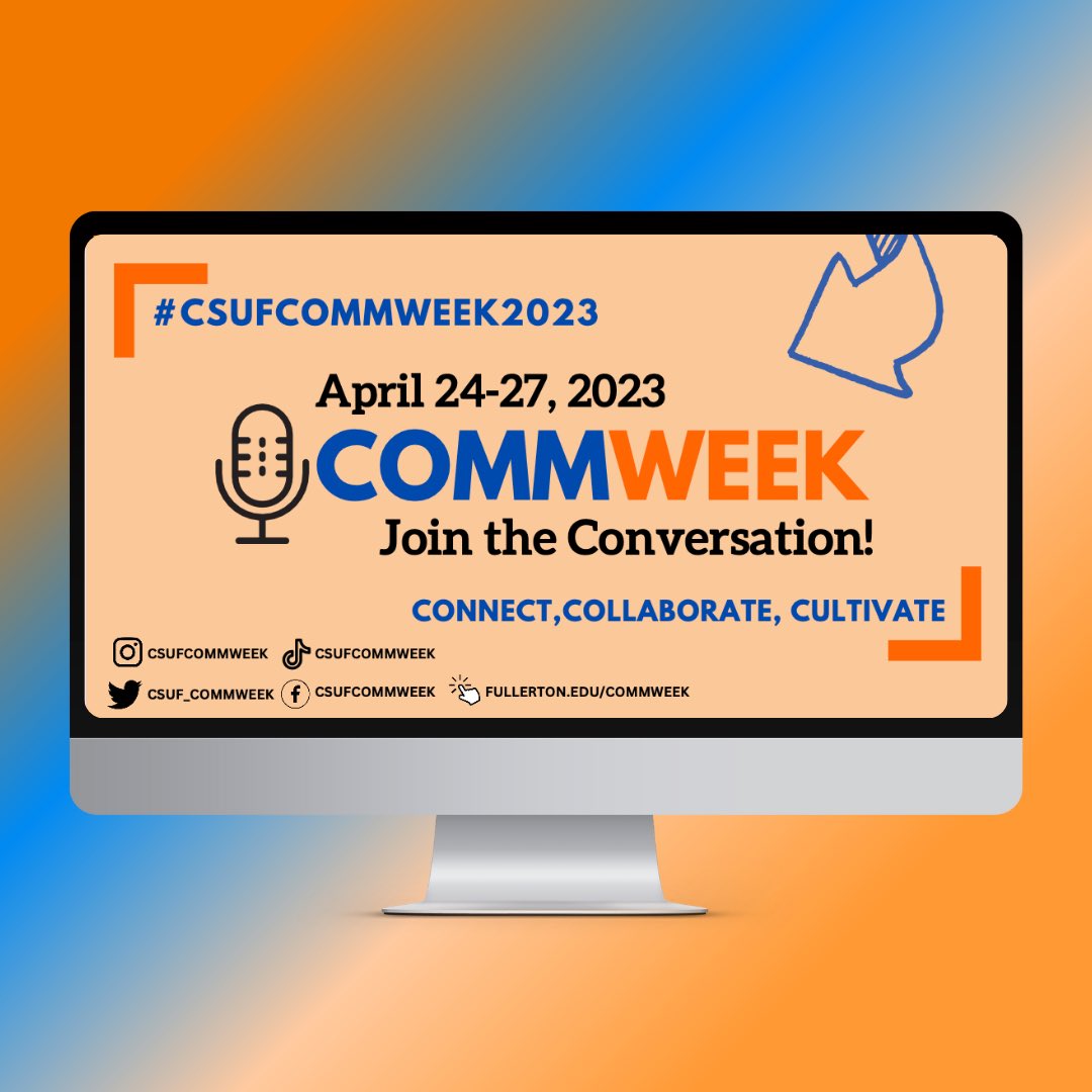 CSUF_CommWeek's tweet photo. SAVE THE DATE! Comm Week is BACK April 24-27 in the TSU 🐘

You do not want to miss out on this amazing opportunity to grow your network and gain extensive knowledge from industry professionals! 🤩

Mark your calendars so you can #jointheconversation! 🍊

#CSUFCommWeek2023 https://t.co/jmD64SZcEu