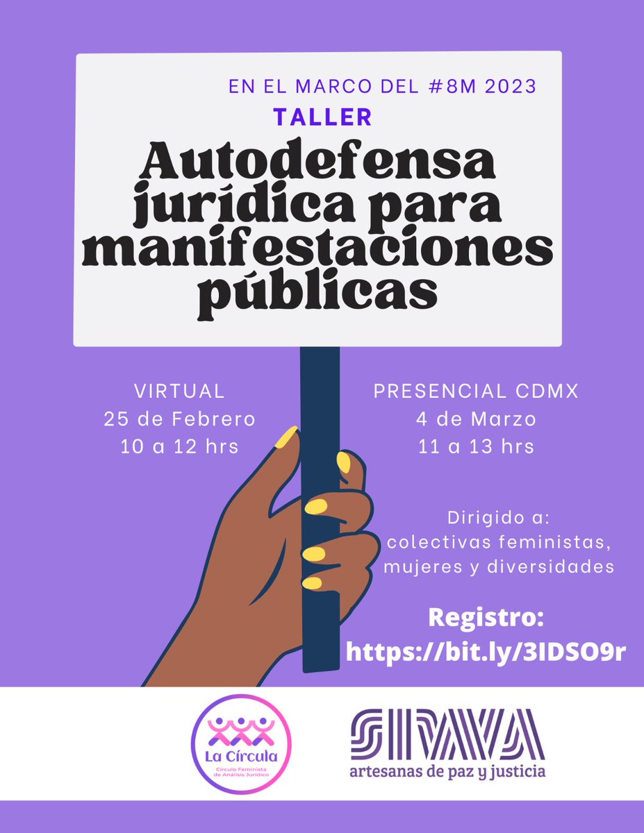 😌Estamos confirmando los correos para los talleres de autodefensa jurídica para manifestaciones públicas.
📍Gracias por la confianza
¡Nos vemos mañana en el taller virtual!
