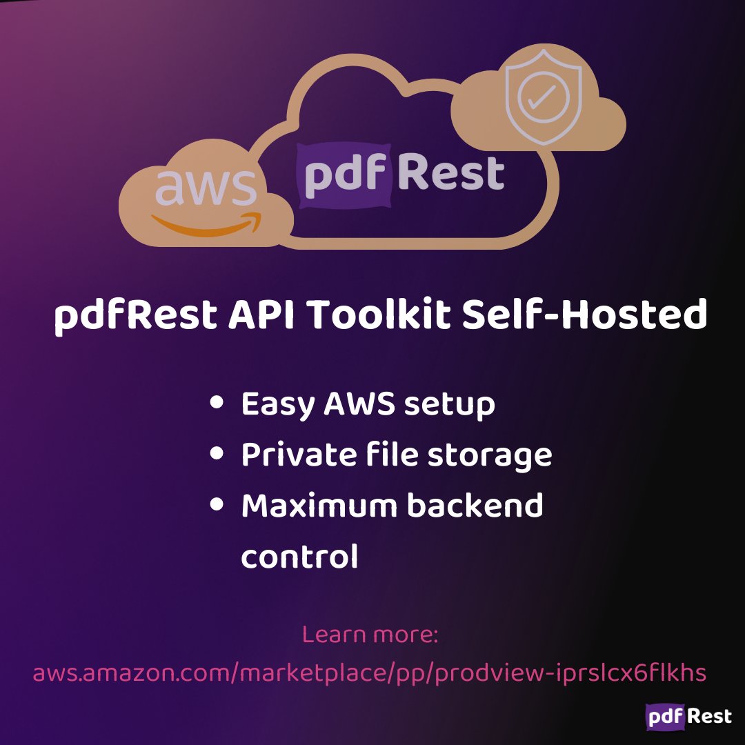 pdfRest's tweet photo. When compliance and regulatory guidelines prevent you from sending files out for processing beyond your borders, @pdfRest offers a Self-Hosted version.
Learn more: https://t.co/wnh4K3nntG
#aws #restapis #pdf #cloud #documentprocessing #PDFsolutions https://t.co/ZNkgQJfrTV