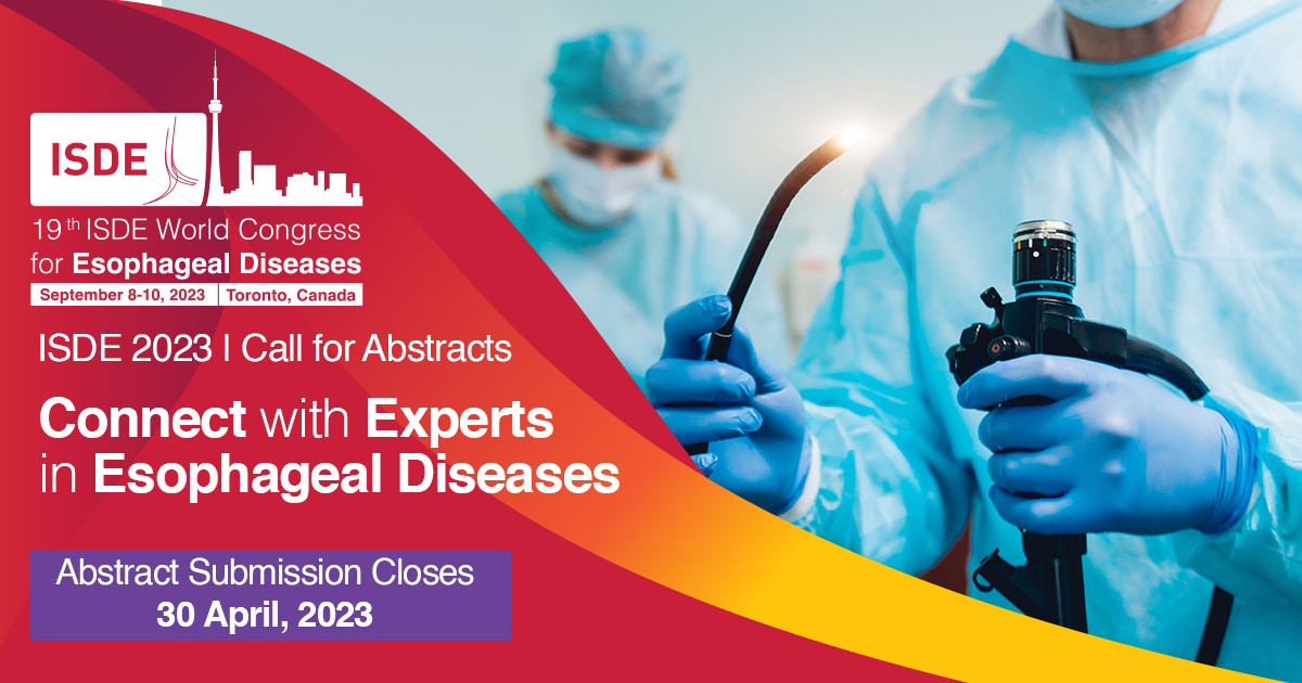 Showcase your expertise and create connections with leading experts in the industry. Submit your abstracts today and be at the forefront of latest developments in the management and treatment of Esophageal Diseases.

Follow instructions here👉: isde-congress.net/ou6h
#MedTwitter