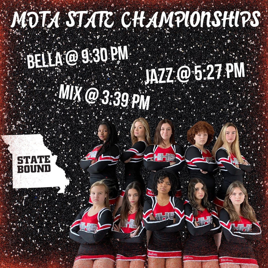 Good luck to  <a href="/BlackcatPommies/">Blackcat Pommies</a> as they travel to KC this weekend to compete in the state dance competition! We are so proud of you! Now go bring home another Blackcat win!♥️🏆 #trophyhunting #weareTHEblackcats