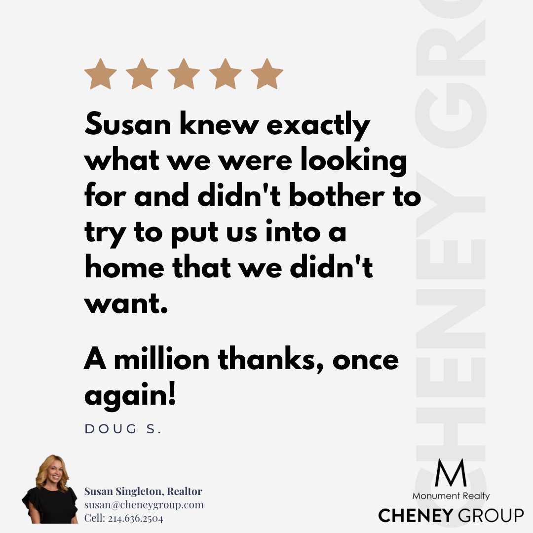 Thanks for always going the extra mile @susansingleton4036! #cheneygroup #weloveourclients #monumentrealty #friscotx #dfwrealestate #topproducers