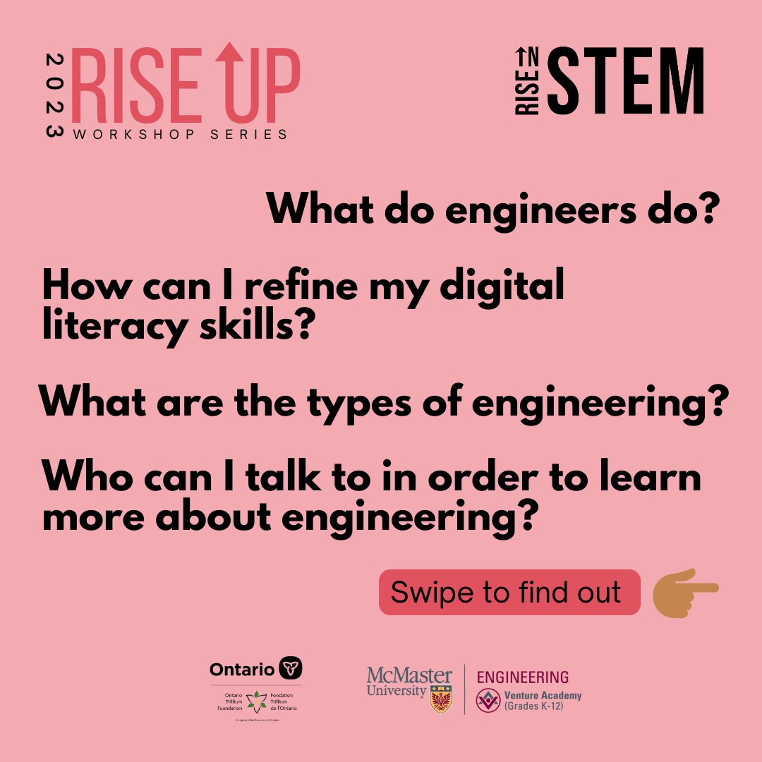 riseinstem's tweet photo. 👋🏾 Hey everyone you can now sign up for our Engineering 101 workshop series. We're happy to be collaborating with McMaster Venture Academy for this workshop series, who will also provide a tour of McMaster University. You can sign up here: https://t.co/8NgpdkkXc2 https://t.co/TxUtMVUgka