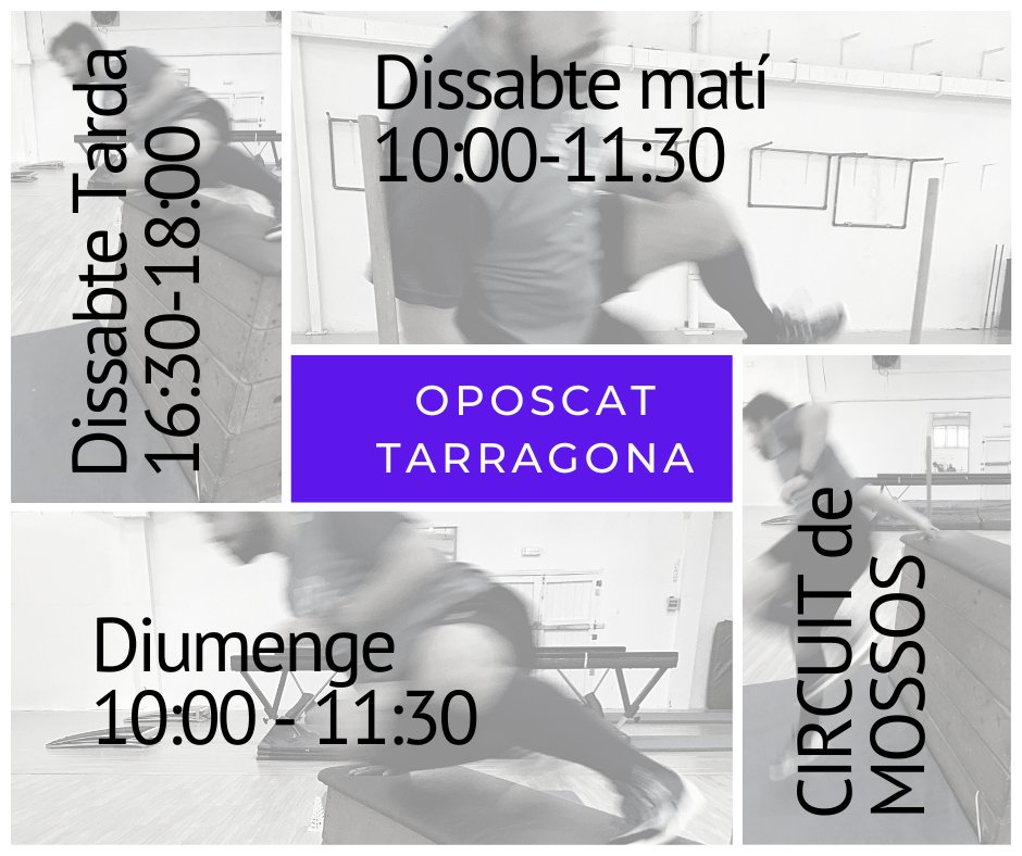 Entrenaments del circuit d'agilitat #oposiciómossos al nostre centre de #Valls (Tarragona). Instal·lació amb mides oficials i terra de parquet, grups reduïts màxim set persones per entrenador. Tenim #20anys experiència amb oposicions.