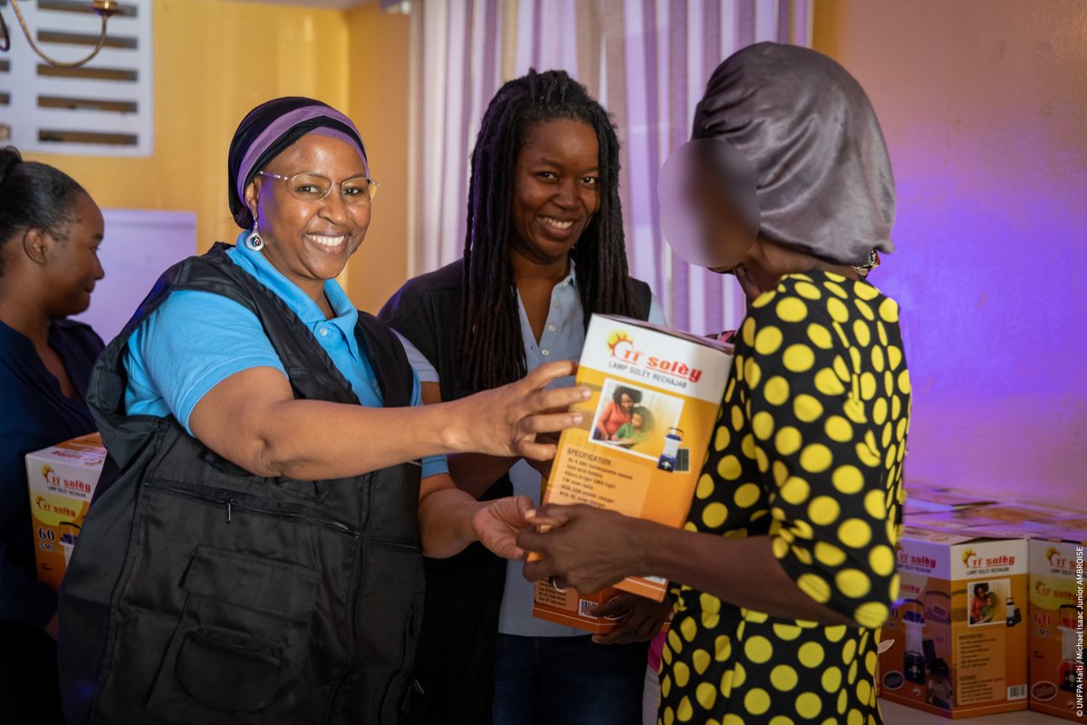 UNFPAHaiti's tweet photo. Distribution in Port-au-Prince of solar lamps to women victims of violence linked to gang conflicts, on February 23, 2023. These women were relocated by #RaphaHouse in partnership with @UNFPA. @unfpa_lac @UNHaiti @UNCERF https://t.co/0BaAuhgaHH