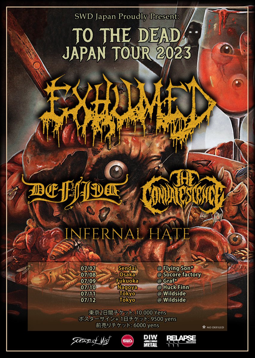 TCONband's tweet photo. This Summer!!!! The Convalescence will be touring Japan for the first time ever on the "To The Dead Tour" with Exhumed, Defiled, and Infernal Hate!!! Tickets are selling fast, Get yours now!!!
Get Tickets at https://t.co/Jc1MRLkhk5
#TheConvalescence #Exhumed #Japan #ToTheDead https://t.co/vVnQrolJm3